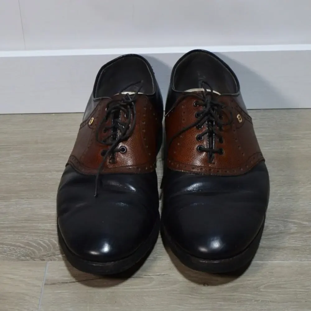 Footjoy Classics Men's Leather Black & Brown Wingtip Oxfords Size 11 EE Golf
